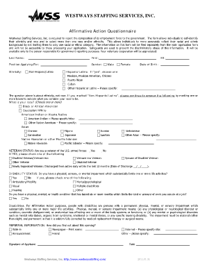 Affirmative Action Questionnaire