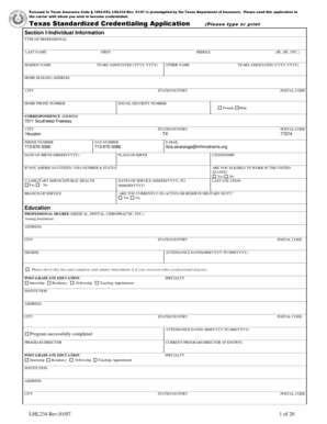 Texas Standardized Credentialing Application