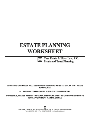 Estate Planning Worksheet