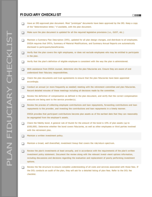 Fiduciary Checklist for Retirement Plans
