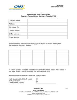 Medicare Prescription Drug Event Payment Reconciliation Form