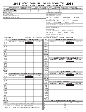 North Carolina Business Personal Property Listing