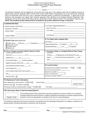Clark County School District 403(b)/403(b)(7) and 457(b) Product Disclosure