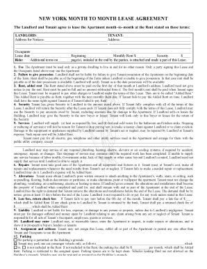 New York Month to Month Lease Agreement