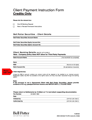 Client Payment Instruction Form
