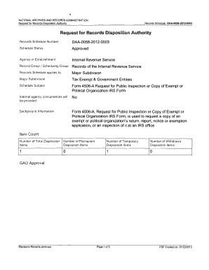 IRS Form 4506-A Request for Public Inspection