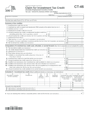 New York Investment Tax Credit Claim Form CT-46