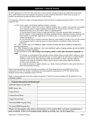 Application V, Rapid Re-Housing