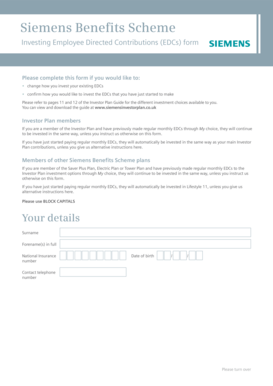 Siemens Employee Directed Contributions Investment Form