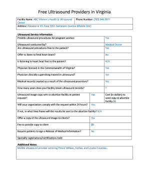 Virginia Free Ultrasound Provider Form