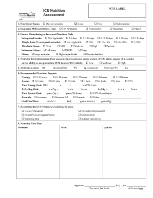 ICU Nutrition Assessment Form