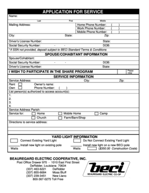 Beauregard Electric Cooperative Service Application