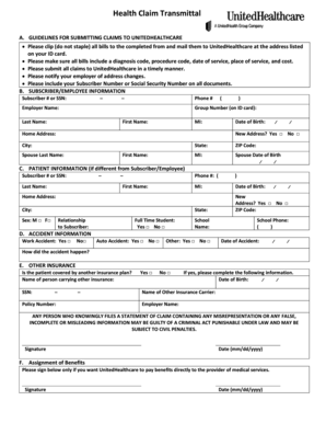 Health Claim Transmittal Form