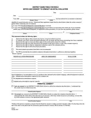 Notice and Consent to Conduct an Initial Evaluation