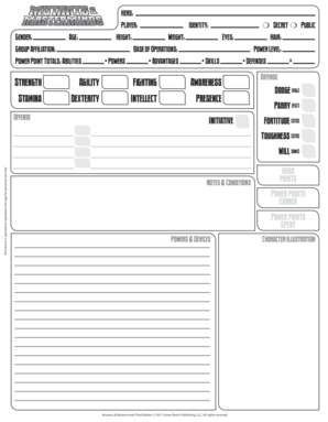Mutants & Masterminds Character Sheet