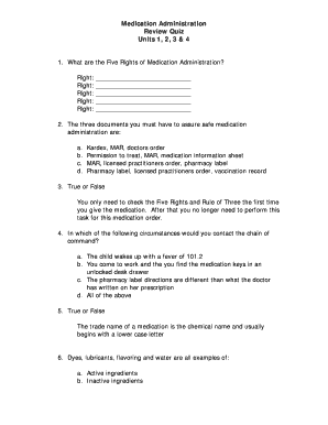 Medication Administration Review Quiz