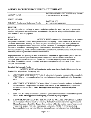 Minnesota Employment Background Check Policy Template