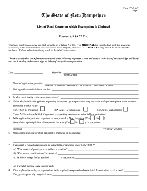 New Hampshire Real Estate Tax Exemption Form