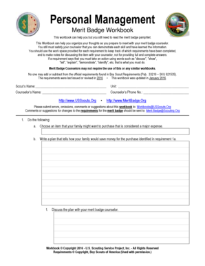 Personal Management Merit Badge Workbook