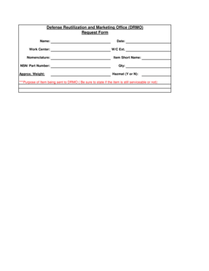 Defense Reutilization and Marketing Office Request Form