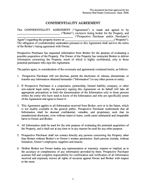 Kentucky Real Estate Confidentiality Agreement
