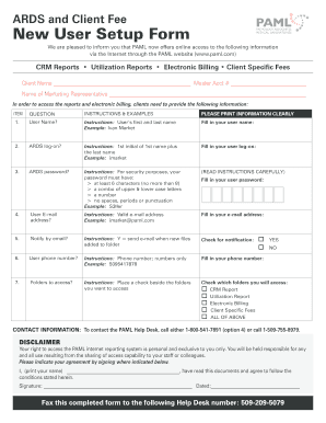 PAML New User Setup Form
