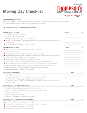 Moving Day Checklist