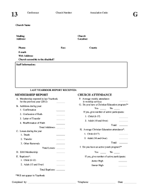 Church Membership and Financial Report Form