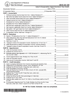 Iowa S Corporation Apportionment Tax Credit Form