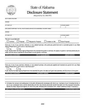 Alabama Vendor Disclosure Statement