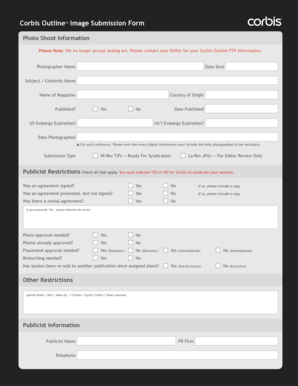 Corbis Outline Image Submission Form