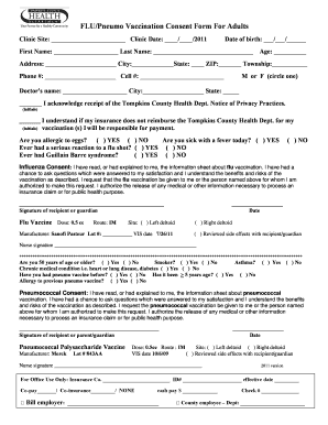 Flu and Pneumonia Vaccination Consent Form