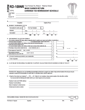 Kansas City Nonresident Earnings Tax Form