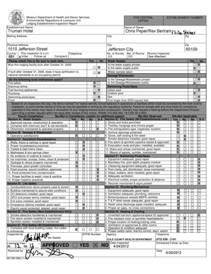 Missouri Lodging Establishment Inspection Report