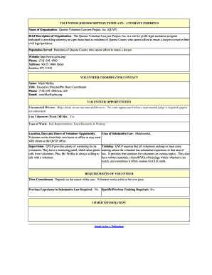 Fillable Online nycourts VOLUNTEER JOB DESCRIPTION TEMPLATE ATTORNEY ...