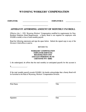 Wyoming Workers' Compensation Affidavit