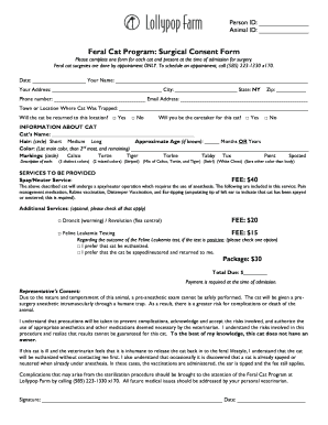 Feral Cat Program Surgical Consent Form