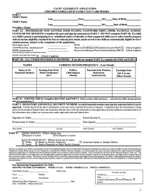 CACFP Income Eligibility Application