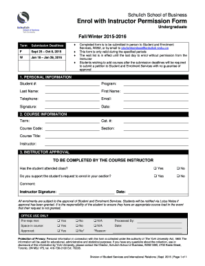 Schulich Enrolment Permission Form