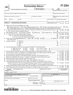 New York State Partnership Tax Return IT-204