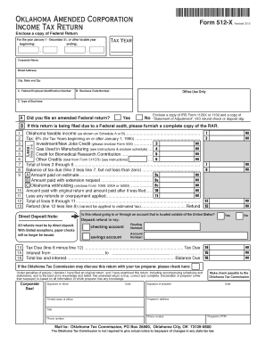 Oklahoma Amended Corporation Income Tax Return