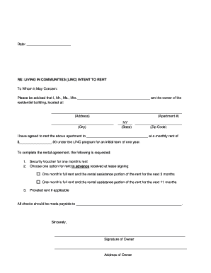 LINC Intent to Rent Form
