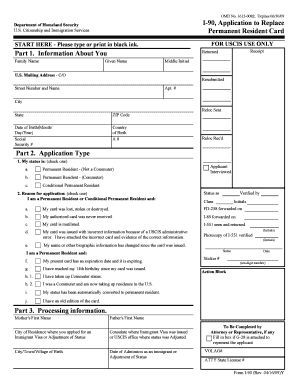 USCIS I-90 Application to Replace Permanent Resident Card