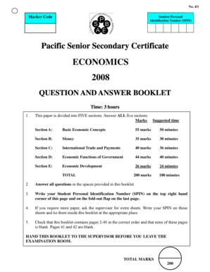 Pacific Senior Secondary Certificate Economics Exam
