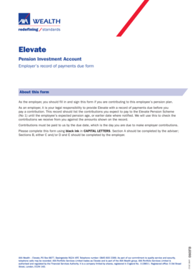 Elevate Employer's Pension Contribution Record Form