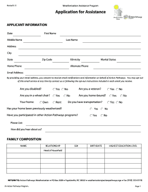 Weatherization Assistance Program Application