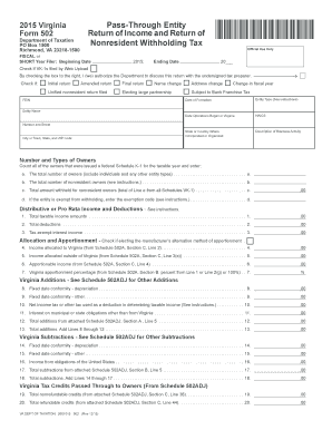 Virginia Pass-Through Entity Form 502