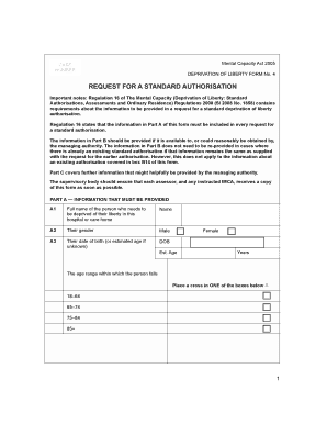 Mental Capacity Act 2005 Deprivation of Liberty Form 4