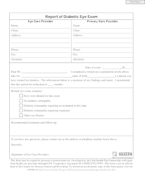 Report of Diabetic Eye Exam