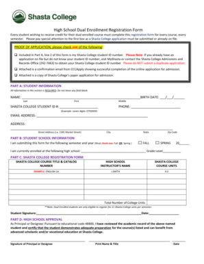 High School Dual Enrollment Registration Form